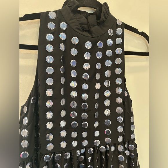 Oliphant Short Ruffle Tier Disco Mirrored Sequins Dress - Picture 4 of 6